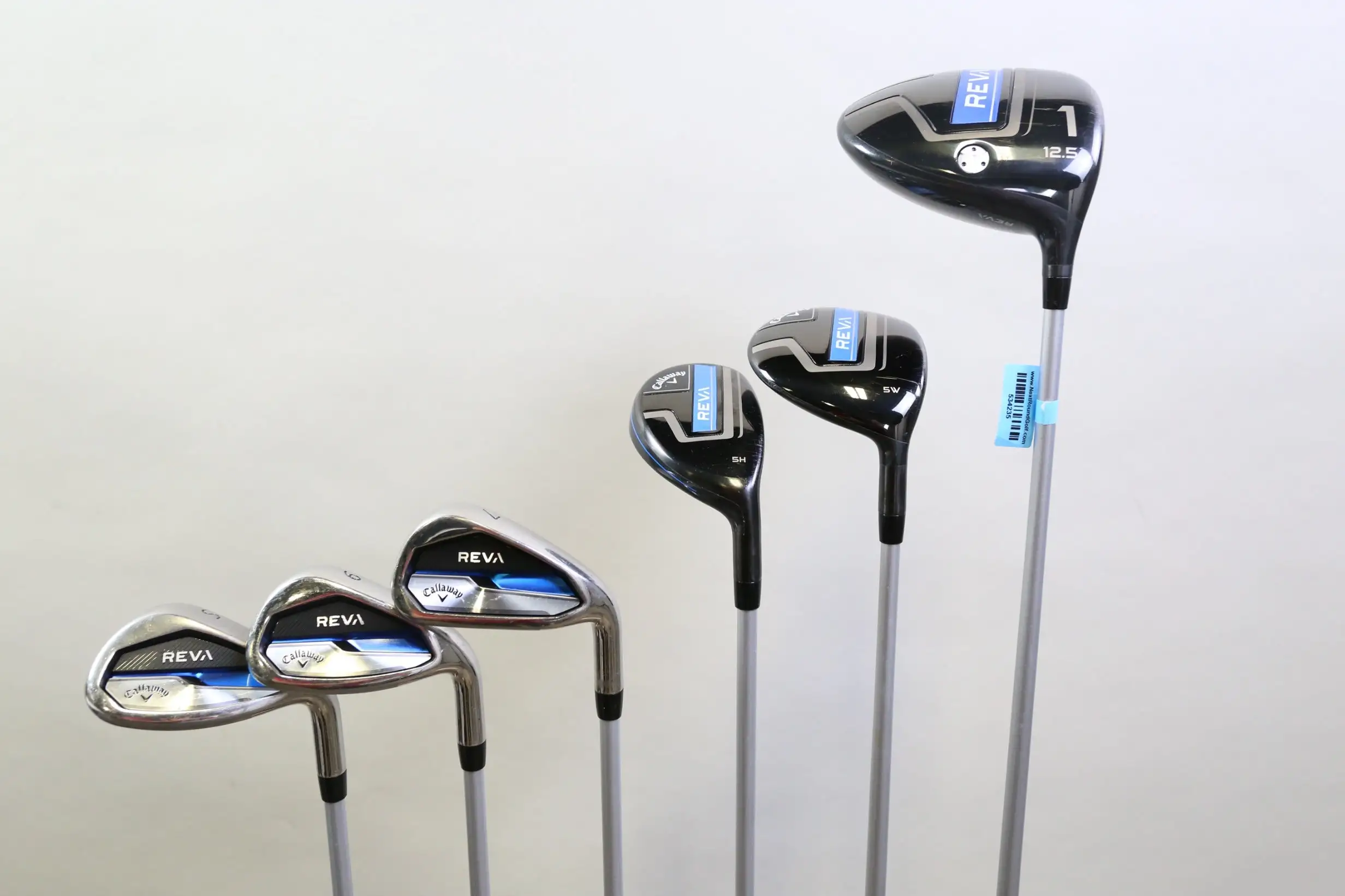 Callaway REVA Driver, 5w, 5H, 7, 9, SW Club Set RH Graphite Ladies Flex 3 Callaway REVA Driver, 5w, 5H, 7, 9, SW Club Set RH Graphite Ladies Flex