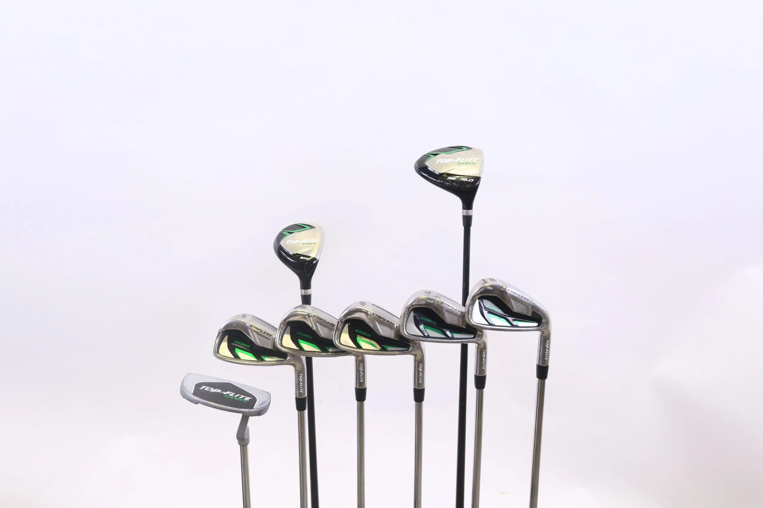 Top Flite Gamer 3W, 5H, 6-9, PW, Putter Kids Set RH Top Flite Shafts Youth Flex 3 Top Flite Gamer 3W, 5H, 6-9, PW, Putter Kids Set RH Top Flite Shafts Youth Flex