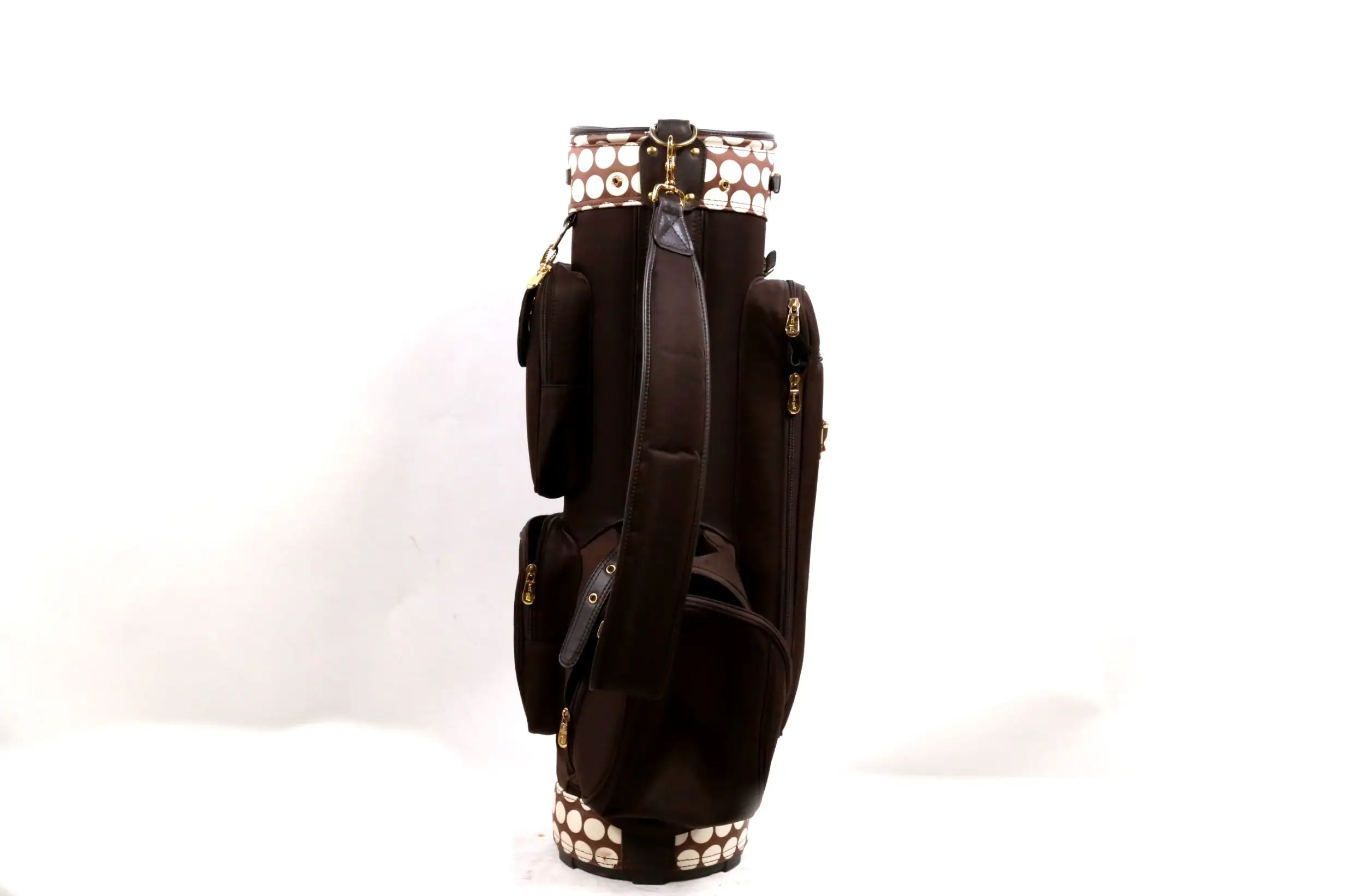 Keri Golf Brown/White Cart Bag 6-Dividers 5-Pockets Shoulder Strap 3 Keri Golf Brown/White Cart Bag 6-Dividers 5-Pockets Shoulder Strap