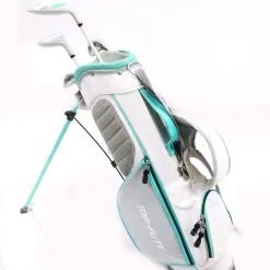 Top Flite Kids Teal/White Driver, Hybrid, 7, SW, Putter RH W/ Stand Golf Bag