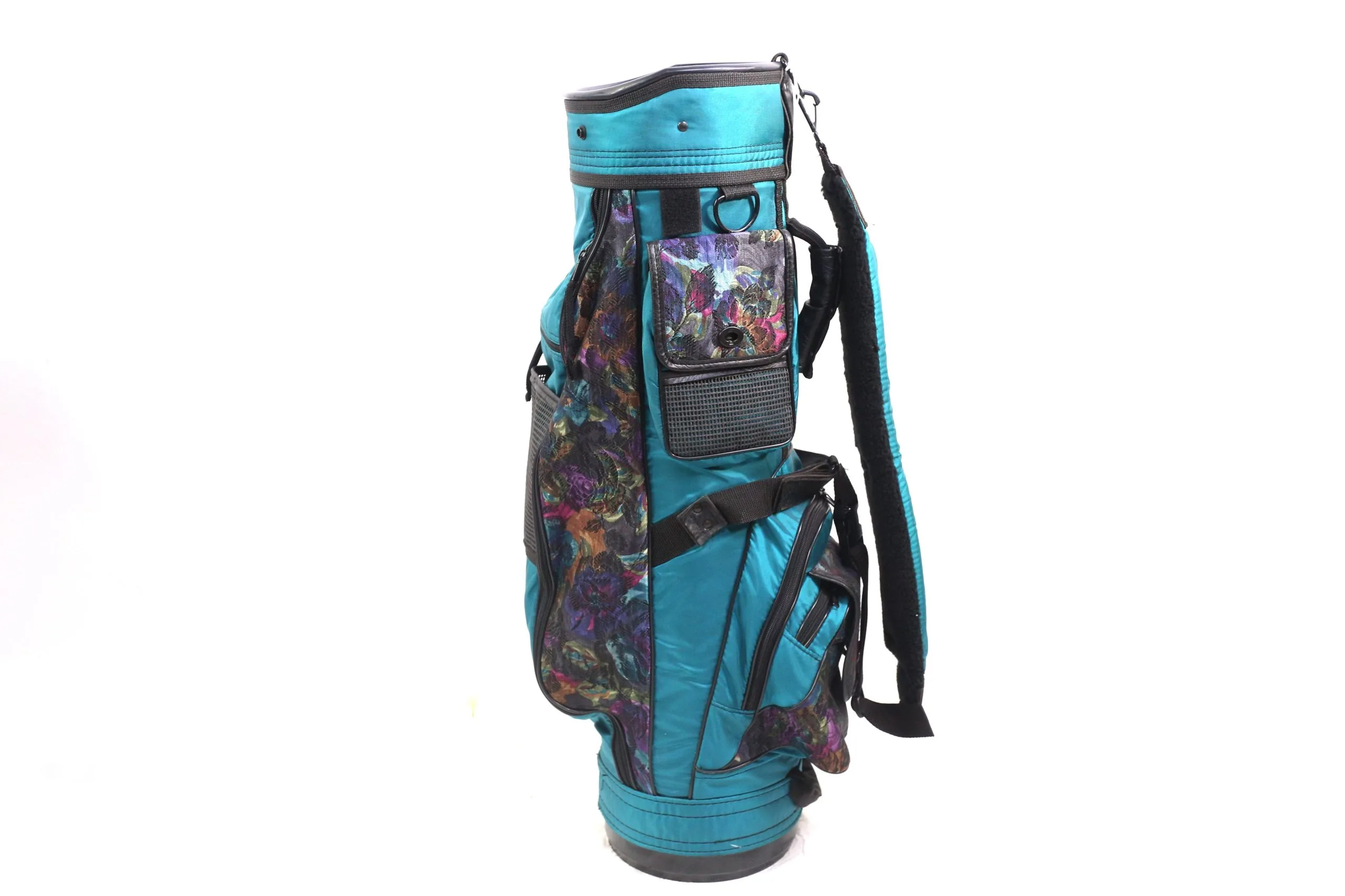 Datrek Green/Floral Print Cart Bag 6-Dividers 9-Pockets Shoulder Strap 6 Datrek Green/Floral Print Cart Bag 6-Dividers 9-Pockets Shoulder Strap - Image 4