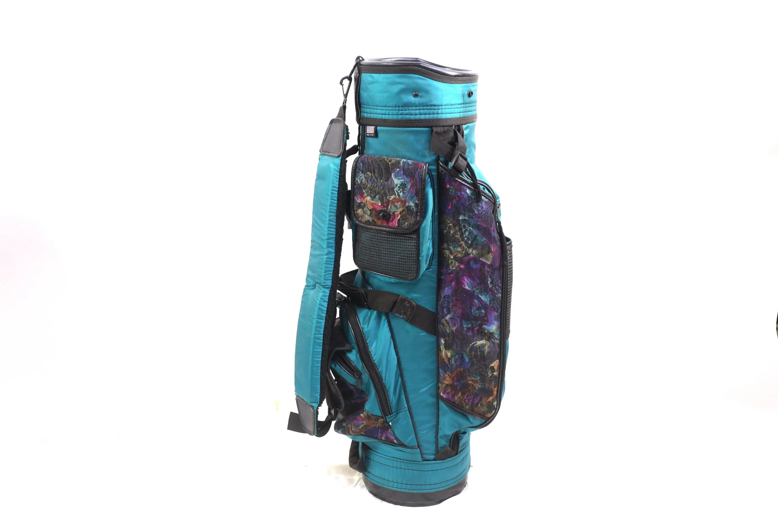 Datrek Green/Floral Print Cart Bag 6-Dividers 9-Pockets Shoulder Strap 4 Datrek Green/Floral Print Cart Bag 6-Dividers 9-Pockets Shoulder Strap - Image 2