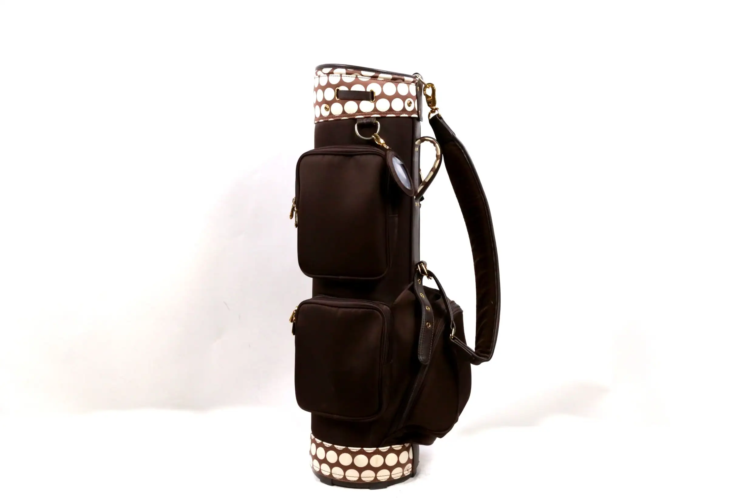 Keri Golf Brown/White Cart Bag 6-Dividers 5-Pockets Shoulder Strap 5 Keri Golf Brown/White Cart Bag 6-Dividers 5-Pockets Shoulder Strap - Image 3