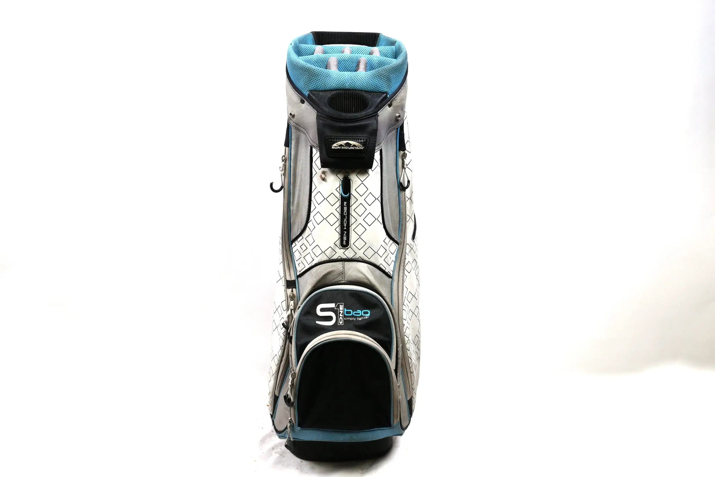Sun Mountain S One Blue/White Cart Bag 14-Dividers 7-Pockets Shoulder Strap 3 Sun Mountain S One Blue/White Cart Bag 14-Dividers 7-Pockets Shoulder Strap